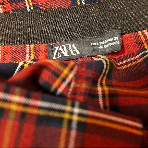 Zara Red Tartan Plaid Pants - Size Small - Picture 12 of 12